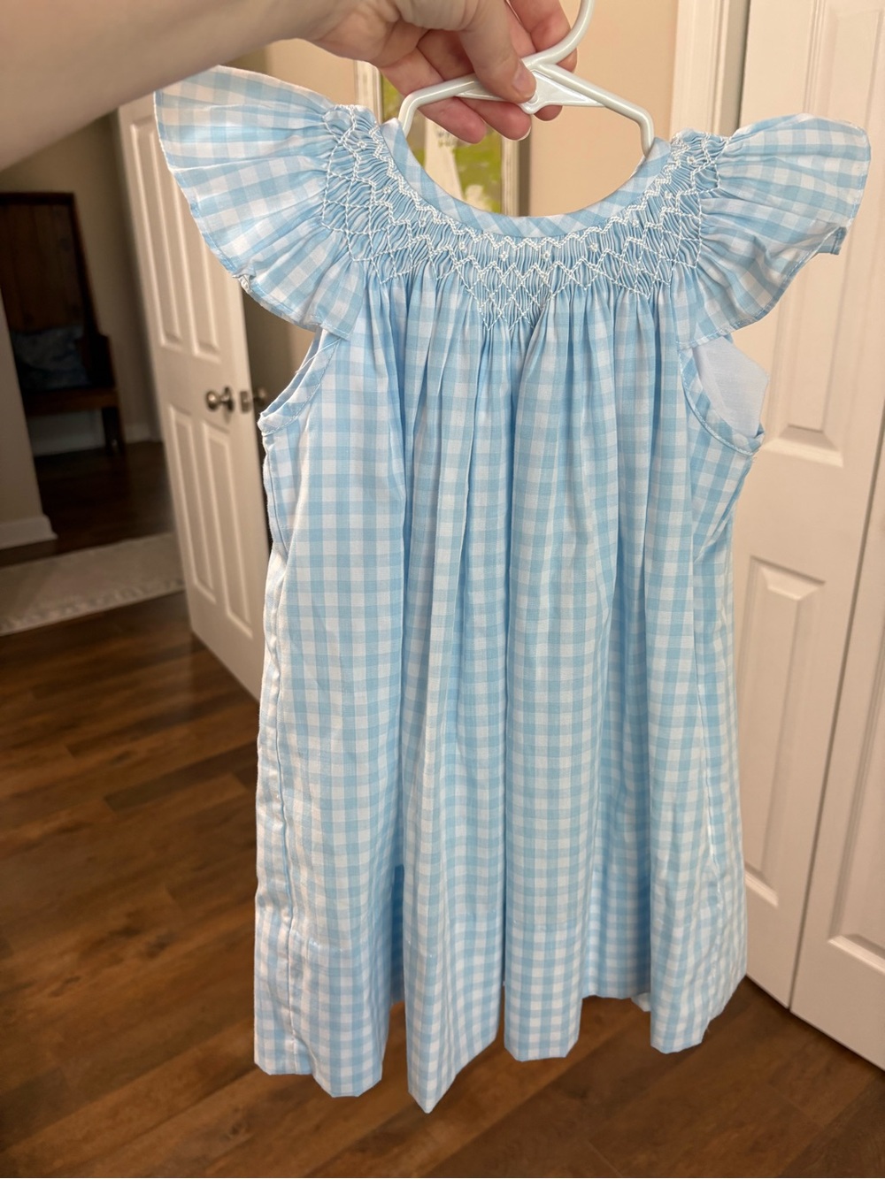 The Beaufort Bonnet Company Blue Gingham Smocked Dress Girls 3T
